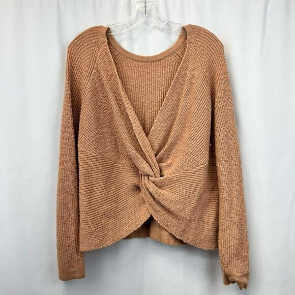 Aerie Pullover Deep V-Back Sweater Long Sleeve Knit Women's Size Medium - Picture 2 of 9